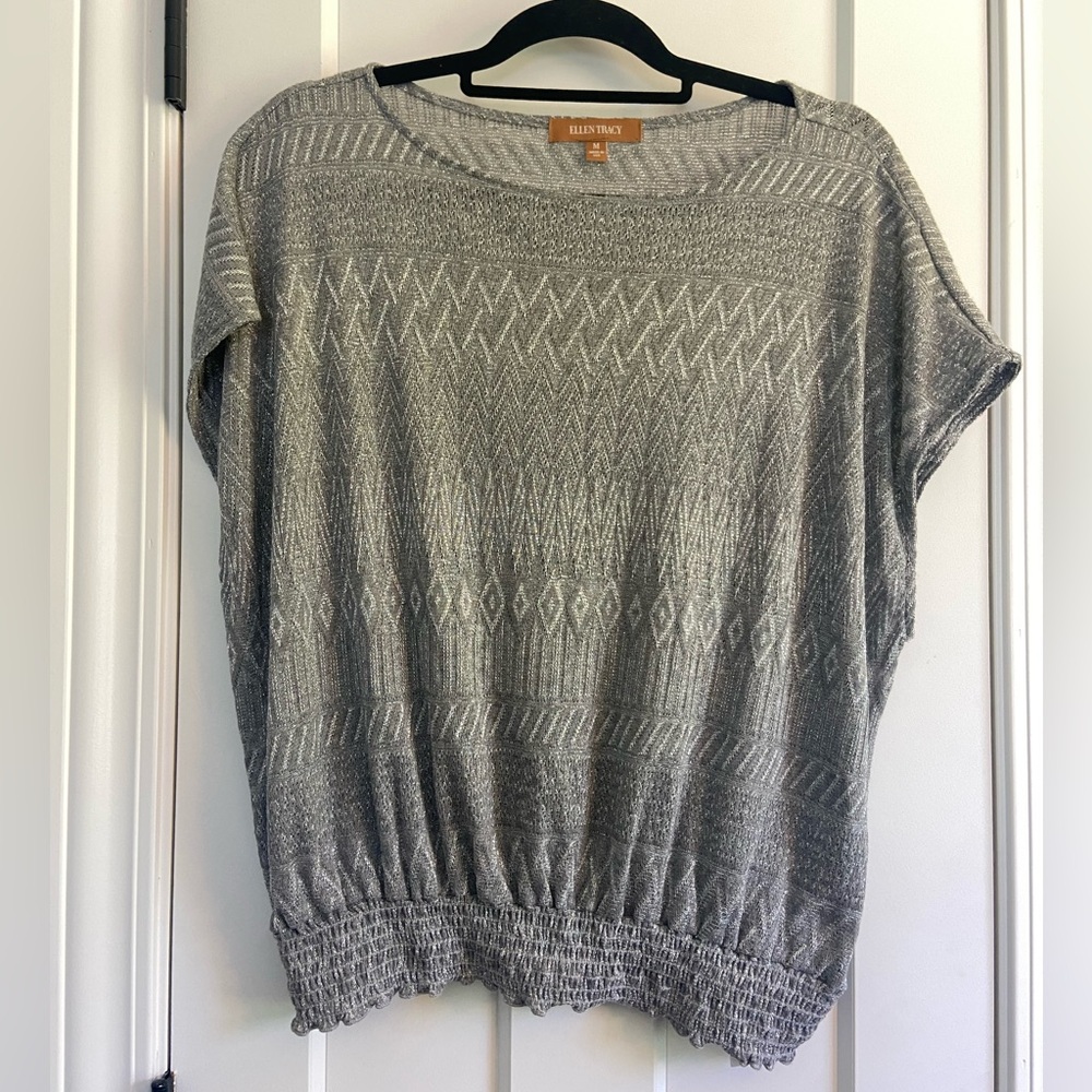 Ellen Tracy Metallic Silver Shirt